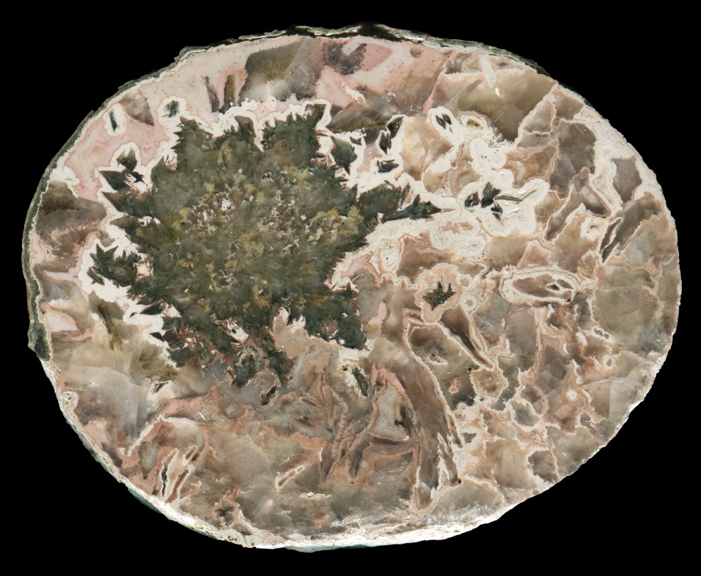 Wild Juchem Quarry Agate with Pseudomorphs and Crystal