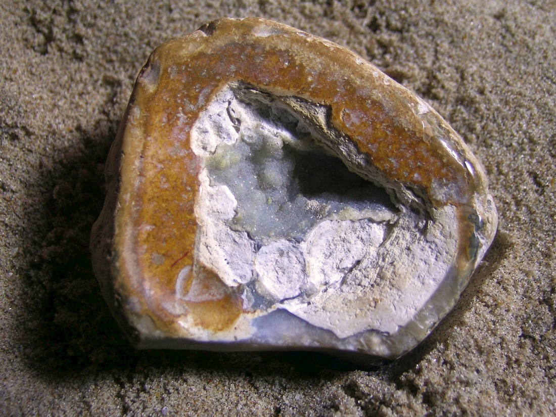 Flint Geode (Fossil Sponge) With Blue-Grey Chalcedony and Quartz
