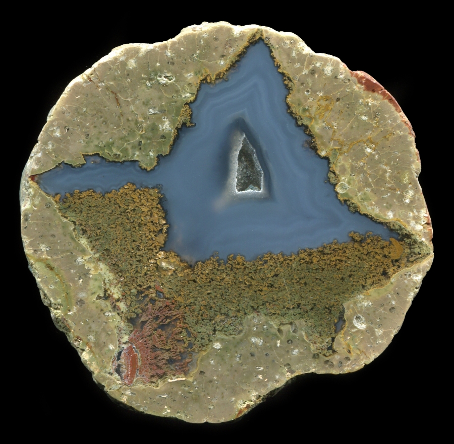 Stunning Whistler Springs Thunderegg with Blue Agate and Moss